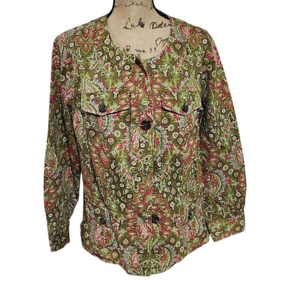 Charter Club green and pink bomber jacket blazer plus size 1X